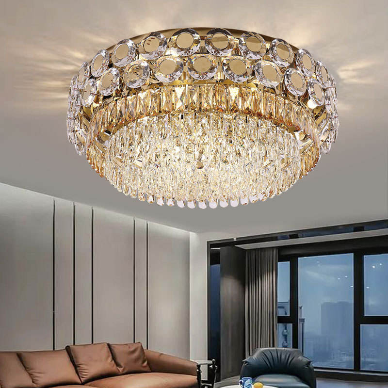 Crystal Ceiling Light - Round Leaf Glass